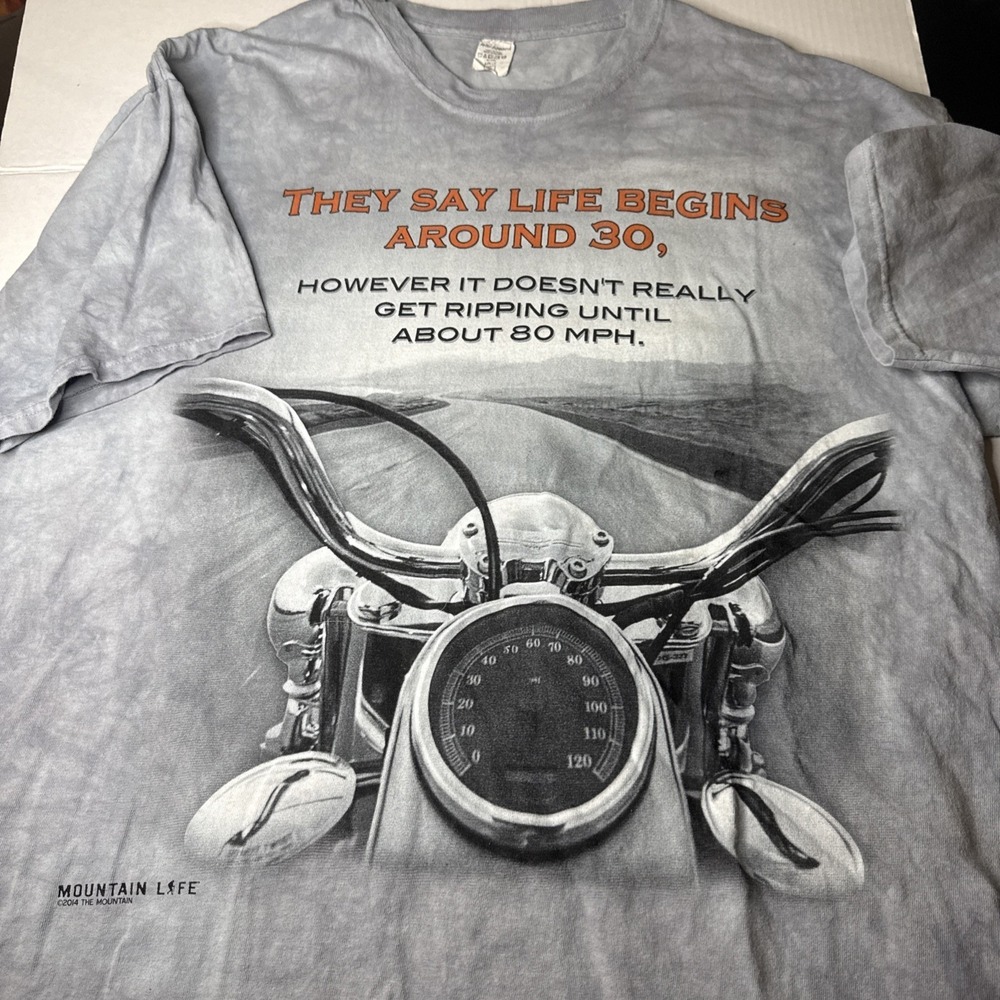 Mountain Life - Motorcycle Biker 2xl Gray T-Shirt Short Sleeve ‎ - used VGC